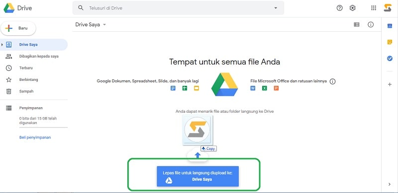 Cara Drag and Drop Google Drive